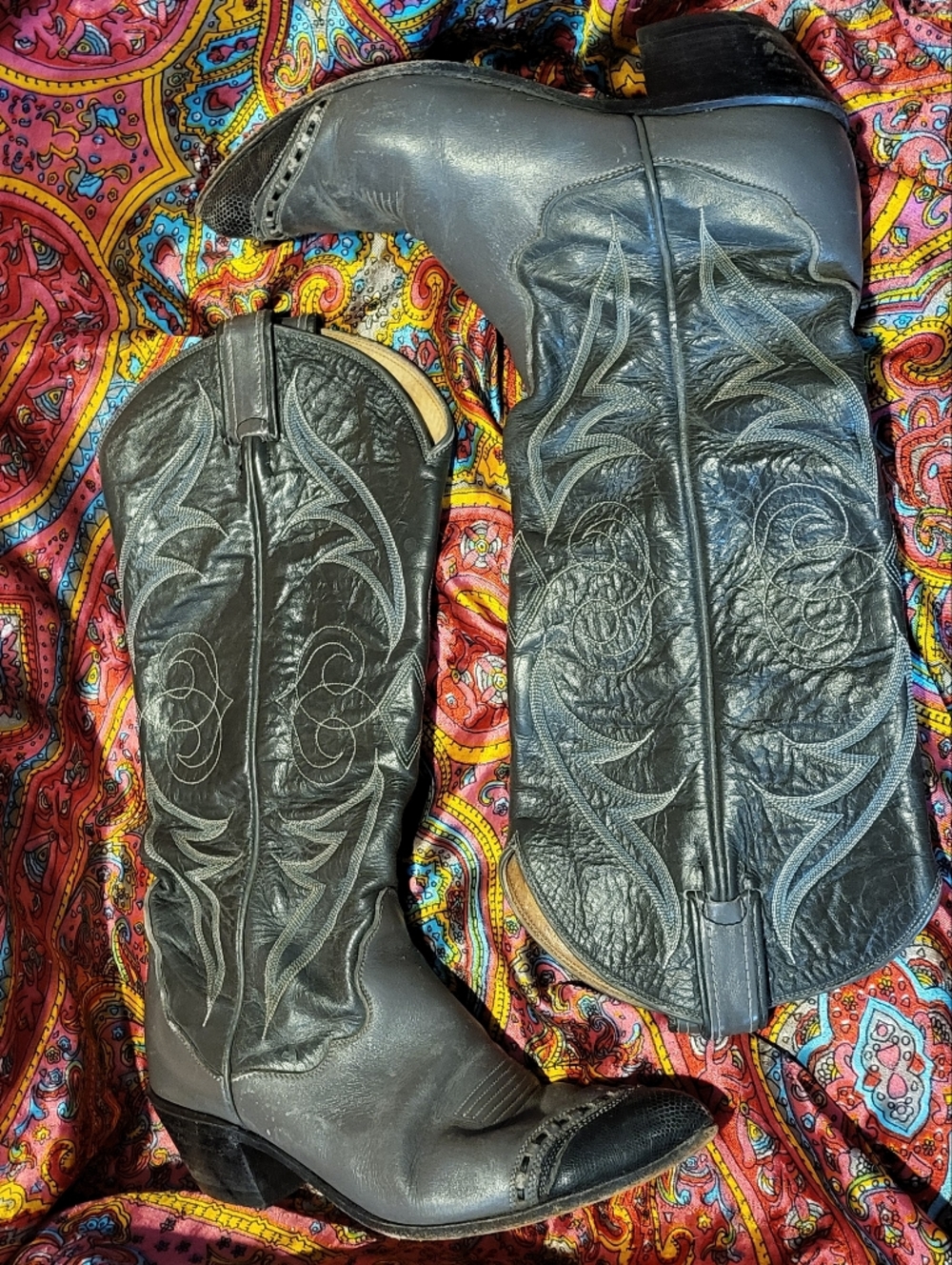 Tony Lama Vintage 70s Gray Cowboy Boots Women's Size 7.5 Western - Picture 2 of 7